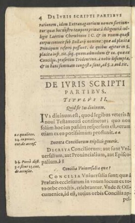 De Iuris Scripti Partibus. Titulus II.