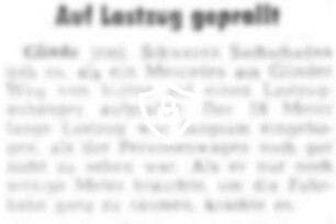 Auf Lastzug geprallt