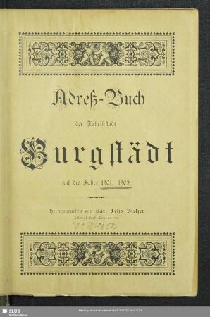1901-1903: Adreß-Buch der Fabrikstadt Burgstädt : auf die Jahre ...