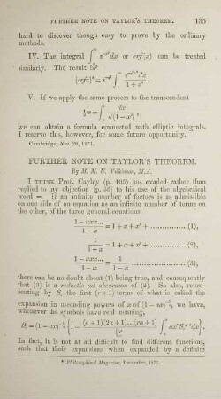 Further note on Taylor' theorem.
