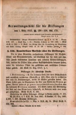 Das Verwaltungsedikt für die Stiftungen im Königreich Württemberg vom 1. März 1822 mit sämmtlichen Erläuterungs-Erlassen bearbeitet von G. A. Süskind u. G. Werner