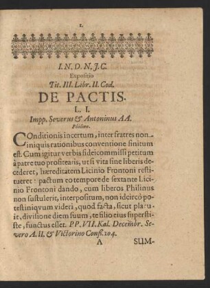 Exposito Tit. III. Libr. II. Cod. De Pactis.