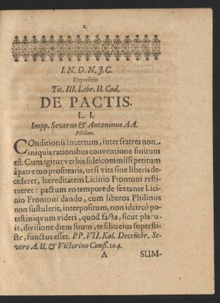 Exposito Tit. III. Libr. II. Cod. De Pactis.