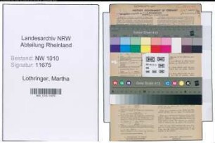 Entnazifizierung Martha Lothringer , geb. 09.03.1903 (Fuersorgerin)