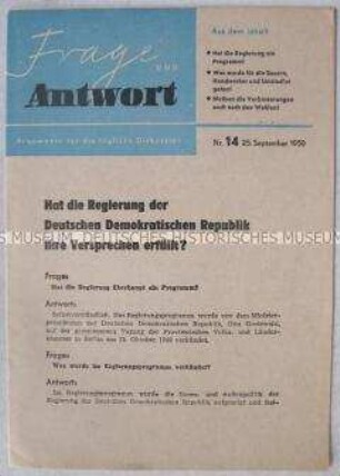 Agitationsschrift der SED zu den Volkskammerwahlen (Frage und Antwort, Argumente für die tägliche Diskussion)