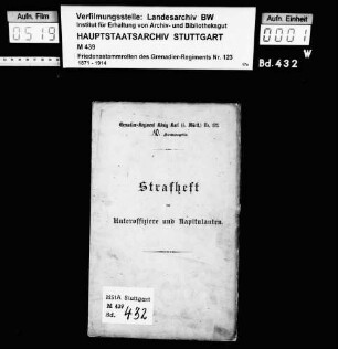 Strafbuch der Unteroffiziere und Kapitulanten 1886-1894