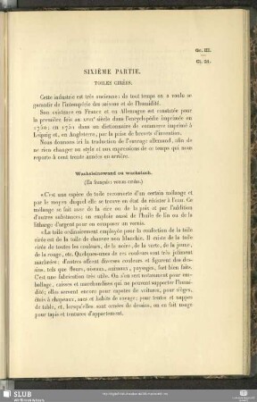 Sixième Partie. Toiles Cirées
