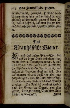 Das Frantzösische Piquet.