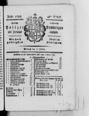 42tes Stück, Ausgabe vom 17. Oktober 1798