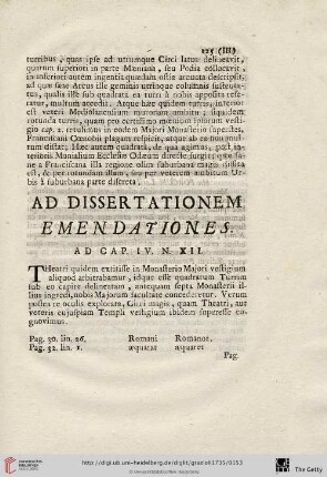 Ad Dissertationem emendationes