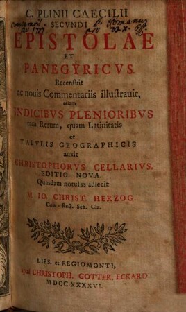 C. Plinii Caecilii Secvndi Epistolae Et Panegyricvs