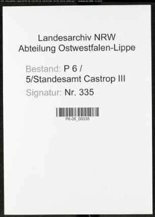 Sterberegister Standesamt Castrop-Rauxel Castrop III