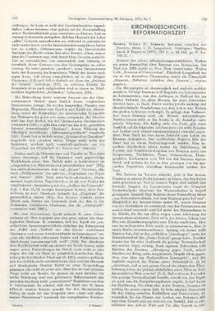 520-521 [Rezension] Bainton, Roland Herbert, Erasmus