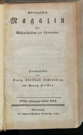 Dritten Jahrgangs viertes Stück.