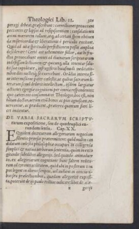 De Varia Sacrarum Scripturarum expositione, seu de quadruplici earundem sensu. Cap. XX.
