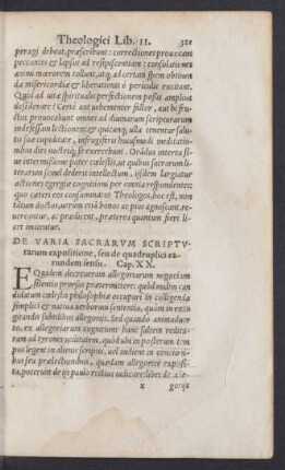 De Varia Sacrarum Scripturarum expositione, seu de quadruplici earundem sensu. Cap. XX.