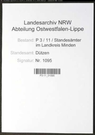 Sterberegister Standesamt Dützen