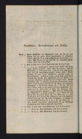 Druckfehler, Verbesserungen und Zusätze