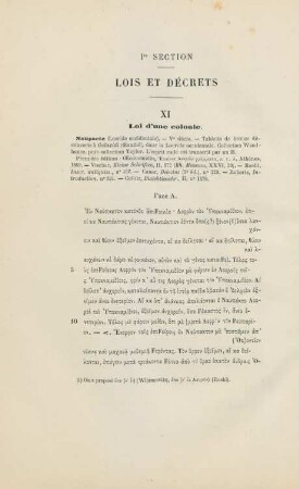 XI. Loi d'une colonie