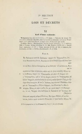 XI. Loi d'une colonie