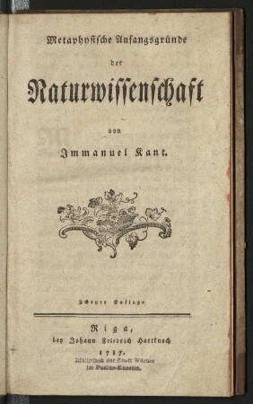 Metaphysische Anfangsgründe der Naturwissenschaft