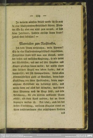Materialien zum Nachdenken