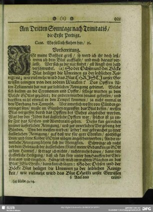 Am Dritten Sonntage nach Trinitatis, die Erste Predigt