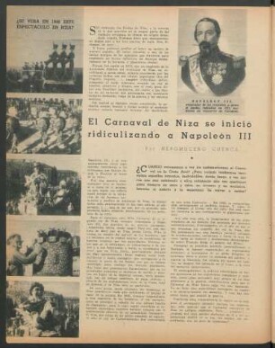 El Carnaval de Niza se inició ridiculizando a Napoleón III