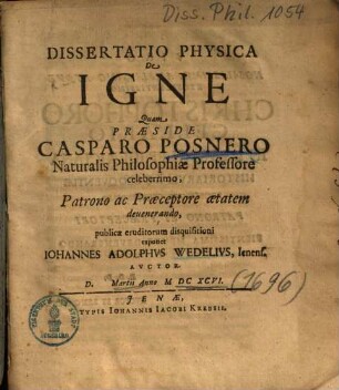 Dissertatio Physica De Igne