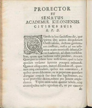 Prorector Et Senatus Academiæ Kiloniensis. Civibus Suis S. P. D.