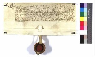 Kardinal Otto, Bischof zu Augsburg, Propst zu Ellwangen, belehnt Schenk Christoph zu Limpurg mit dem Mantel (Burgfried) an dem Schloss zu Schmiedelfeld und dem Hofe zu Zimmerberg.