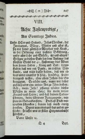 VIII. Achte Fastenpredigt, Am Sonntage Judica.