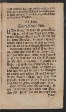 Ein schönes Sauer=Kraut Lied.