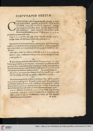 Dispvtatio Tertia (I. - XXVI.)