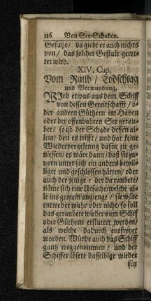 XIV. Cap. Vom Raub/ Todschlag und Verwundung.