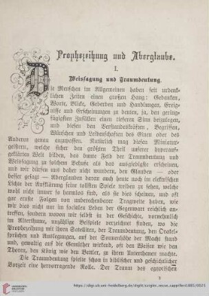 Prophezeihung und Aberglaube