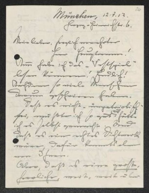 Brief von Fritz Brehmer an Gerhart Hauptmann