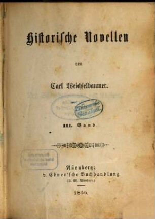 Historische Novellen. 3, Der Schloßhauptmann von Kufstein