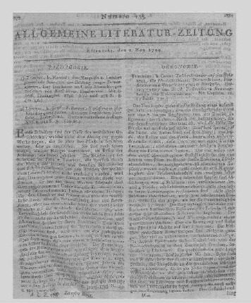 Taschenkalender für Pferdeliebhaber, Reiter, Pferdezüchter, Pferdärzte und Vorgesezte groser Marställe. Auf das Jahr 1798. Hrsg. von F. M. F. Freiherrn Bouwinghausen von Wallmerode. Tübingen: Cotta 1798