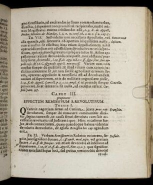 Caput III. proponens Effectum Remissivum S. Revolutivum.
