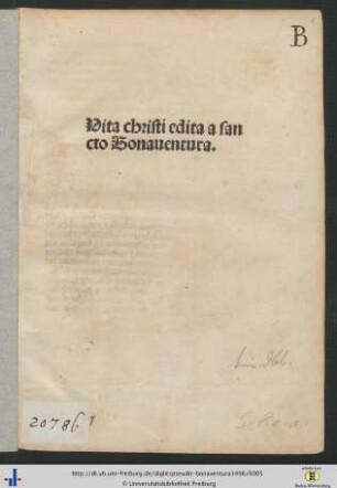 Vita christi edita a sancto Bonauentura.