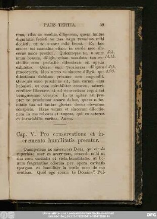 Cap. V. Pro conservatione et incremento humilitatis precatur.