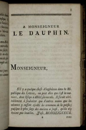 A Monseigneur Le Dauphin.