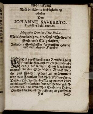 Abdanckung nach verrichteter Leichbestattung