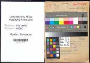 Entnazifizierung Alexander Mueller , geb. 11.02.1897 (Lehrer)