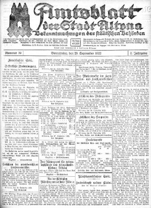 Nummer 39 : Donnerstag, den 29. September 1922