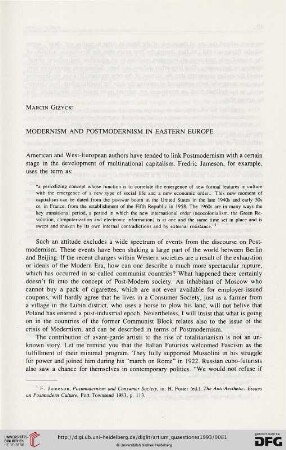 6: Modernism ans Postmodernism in Eastern Europe