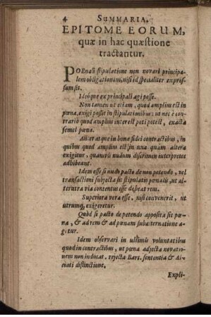 Summaria. Epitome Eorum, quæ in hac quæstione tractantur.