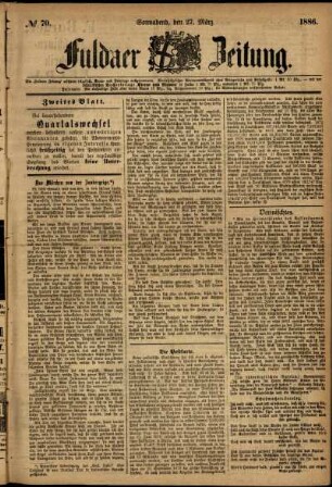 Ausgabe vom Samstag, den 27. März 1886.