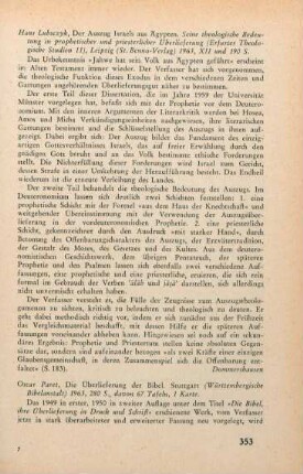 353-355 [Rezension] Paret, Oscar, Die Überlieferung der Bibel